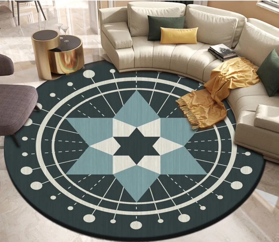 Floor Decoration Mural Self-adhesive Modern green minimalist Nordic geometric polygon round mat floor