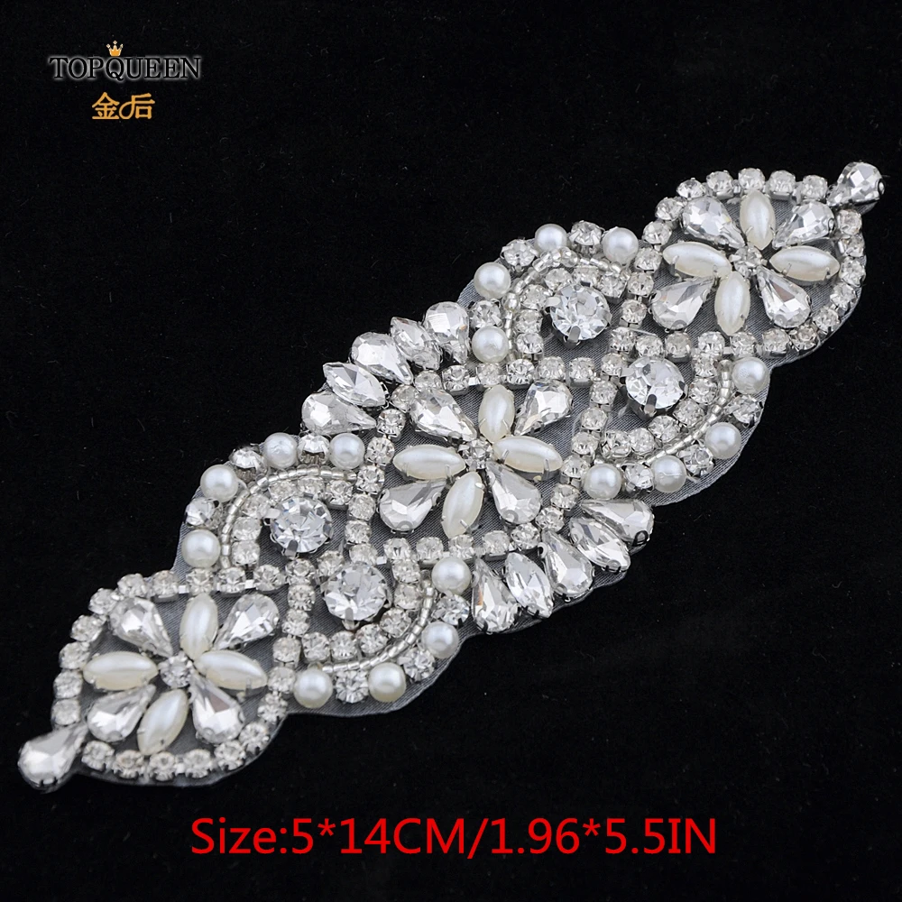 

TOPQUEEN S69 Silver Rhinestone Applique Sparkly Skinny Belt Appliques for Ties Shoes Accessories Diamond Sew On Sash Belt