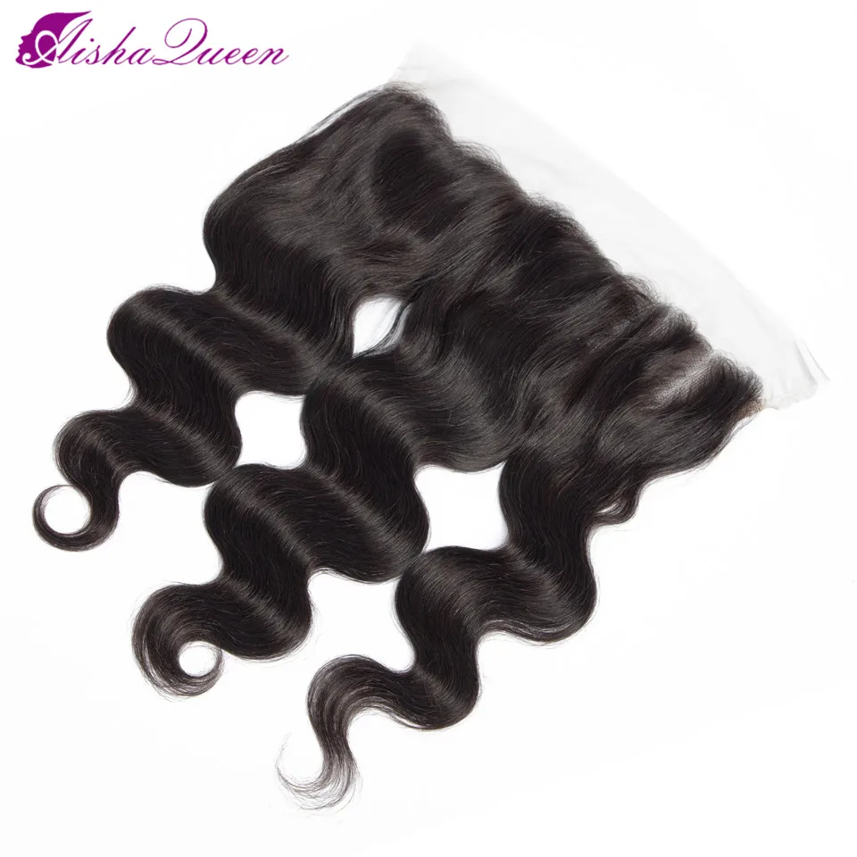 Aisha Queen Hair Body Wave 13x4 Lace Frontal Human Hair Closure Free Part Peruvian Non-Remy Hair Swiss Lace Natural Color