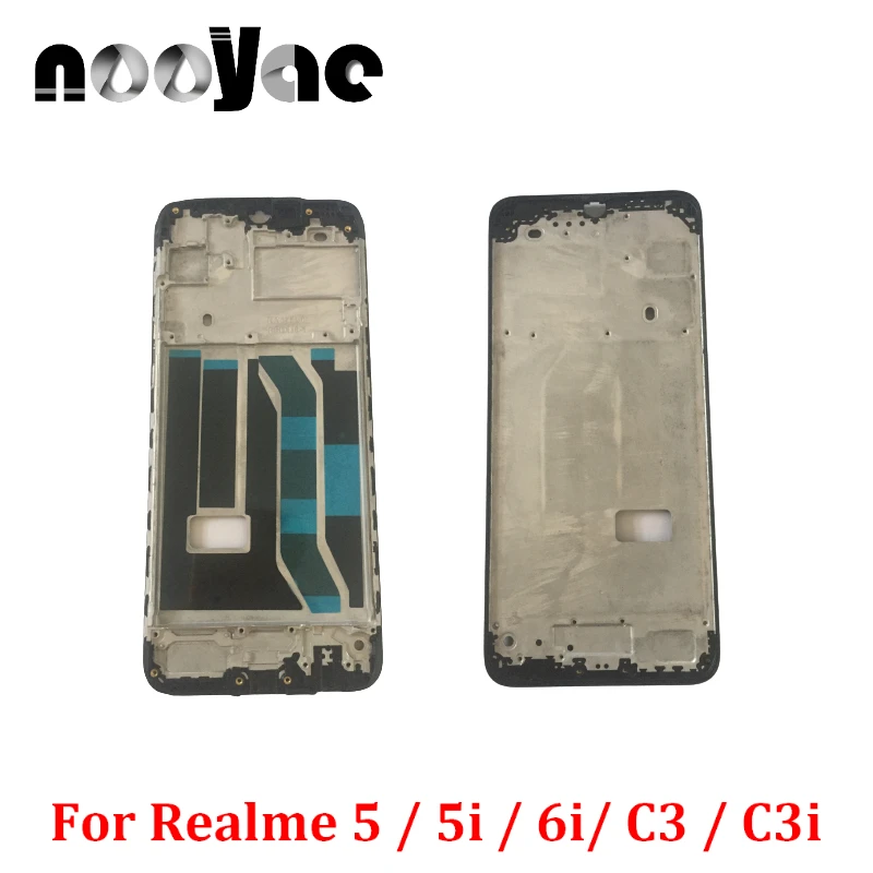 Black Front Housing Frame For Realme 5 5i 5s C3 C3i 6 6i RMX2002 LCD Display Frame Bezel Middle Bone Speaker Mesh