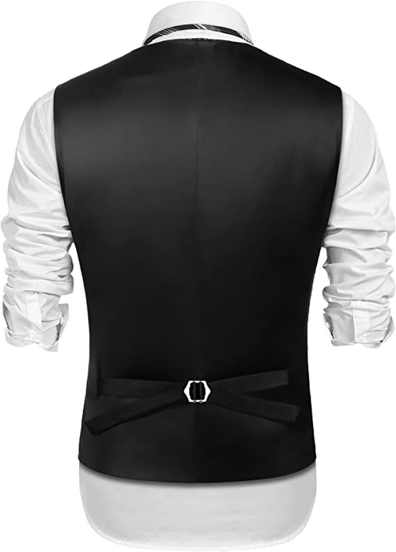 ผู้ชาย Damask ดอกไม้คู่ Breasted Vest Lapel Victorian Era เสื้อกั๊ก Steampunk Slim Vest