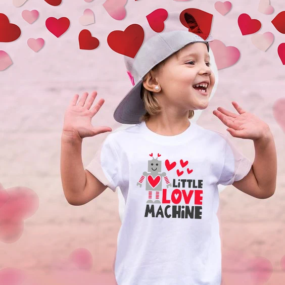 Macchina di amore Robot Camicia di Giorno di san valentino Per I Bambini il Giorno di san valentino Tee Camicia di San Valentino Del Bambino di San Valentino San Valentino Robot T-Shirt