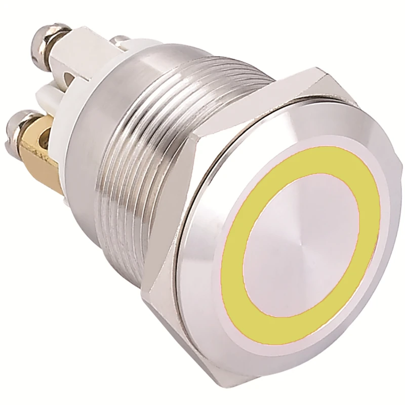 Imagem -06 - Elewind 19 mm Cabeça Plana Anel Iluminado Botão Momentâneo de Aço Inoxidável 1no Pm191f10e r 12 v s