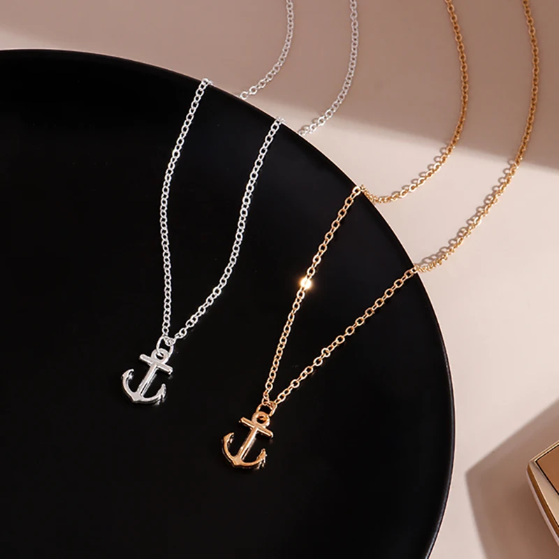 Simple Style Clavicle Chain Sea Navy Anchor Necklaces & Pendants for Women Girls Birthday Party Jewelry Collier Gifts