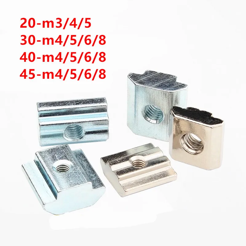 M3 M4 M5 M6 M8 M10 T Block Sliding Nut Hammer Fasten Slide Nuts for 20 30 40 45 Series Aluminum Profile Extrusion Slot Track