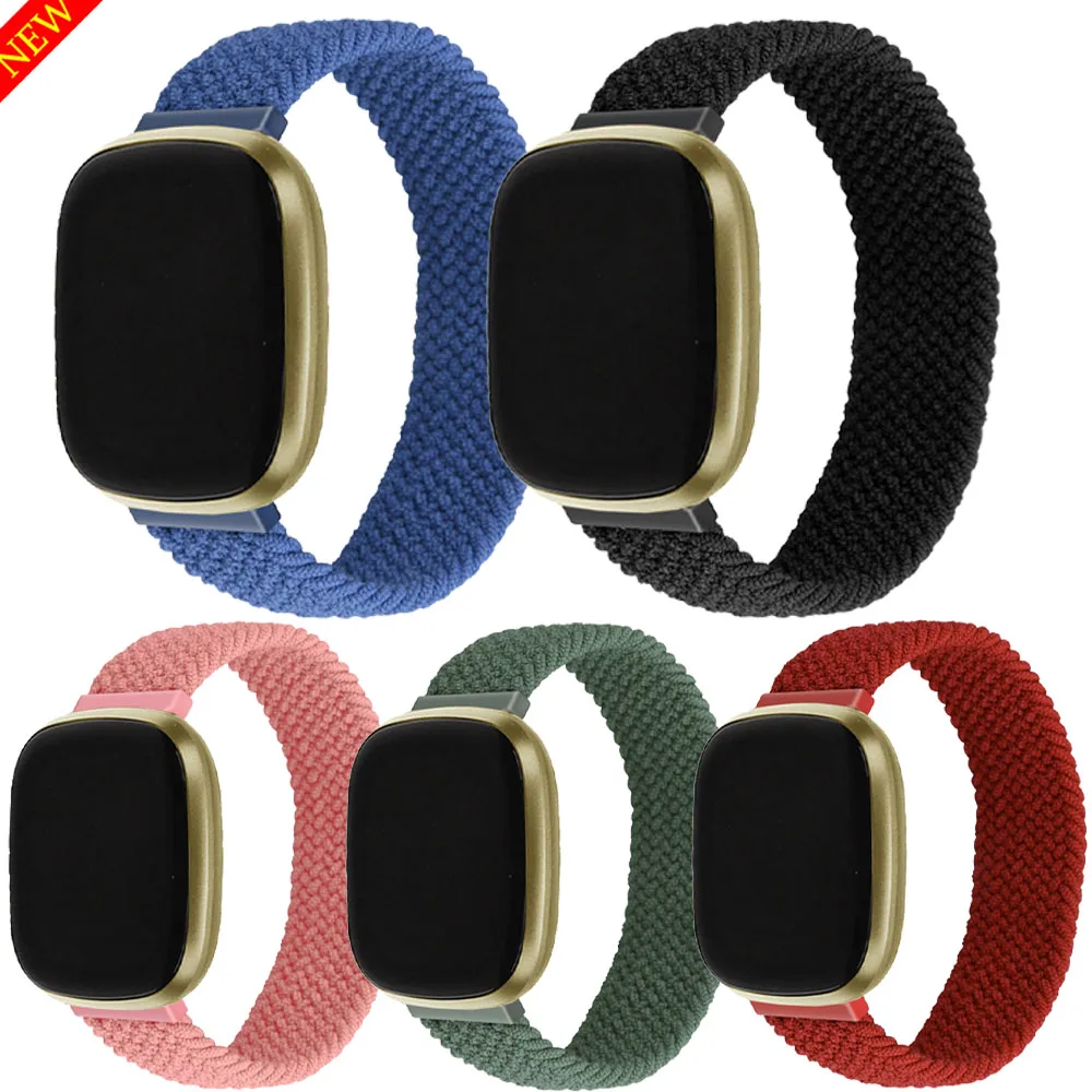 Voor Fitbit Versa 3 Gevoel Band Gevlochten Solo Loop Nylon Gevlochten Zachte Elasticiteit Horlogebanden Wrist Strap Versa 3 Wearable Accessoires