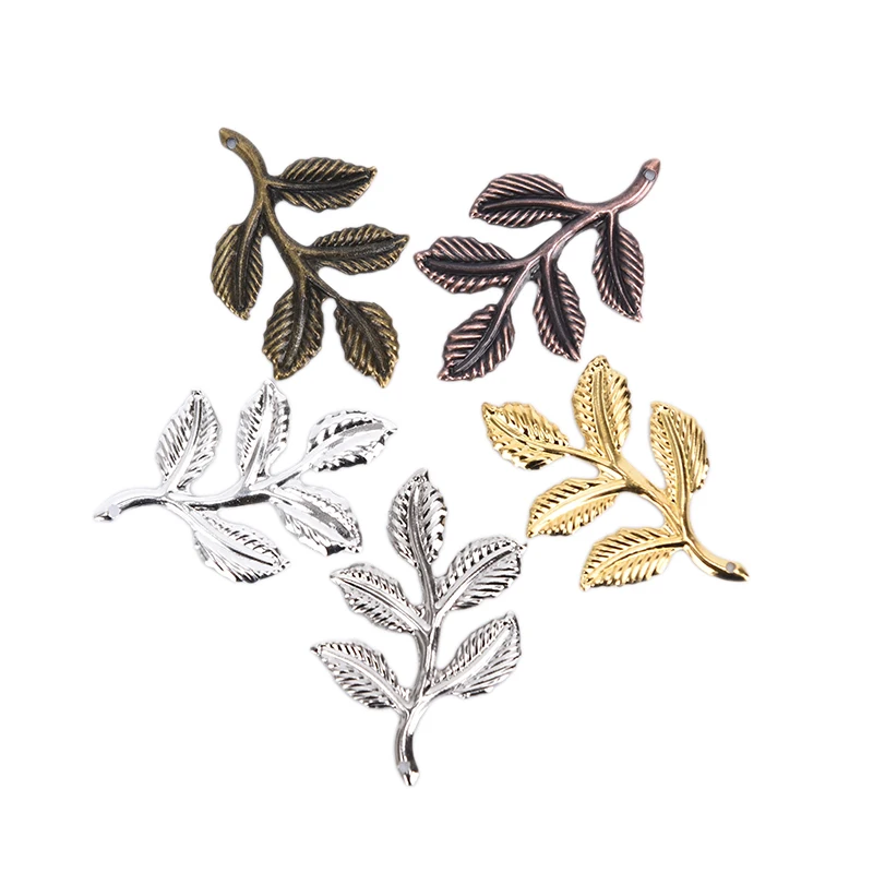 30Pcs Metal Filigree Branch Slice Charms Base Setting Jewelry Leaf Filigree Wraps Connectors Metal Crafts Gift Decoration DIY