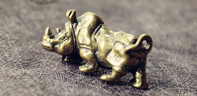 Vintage solid Brass handmade craft elephant Scorpio fish DIY Fitting ornament Keychain ring Pendant Miniature accessories a3458