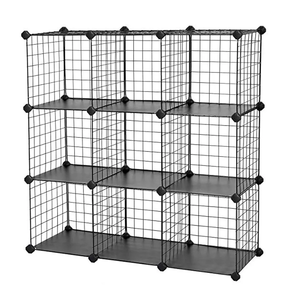 Wielofunkcyjny czarny Metal 35x35cm siatka kombinacja przechowywanie DIY Cube szafa i modułowa półka siatka netto półka doskonale