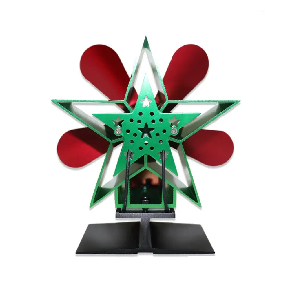 Black Fireplace 4 Blade Heat Powered Stove Fan Komin Log Wood Burner Eco Friendly Quiet Fan Home Efficient Heat Distribution