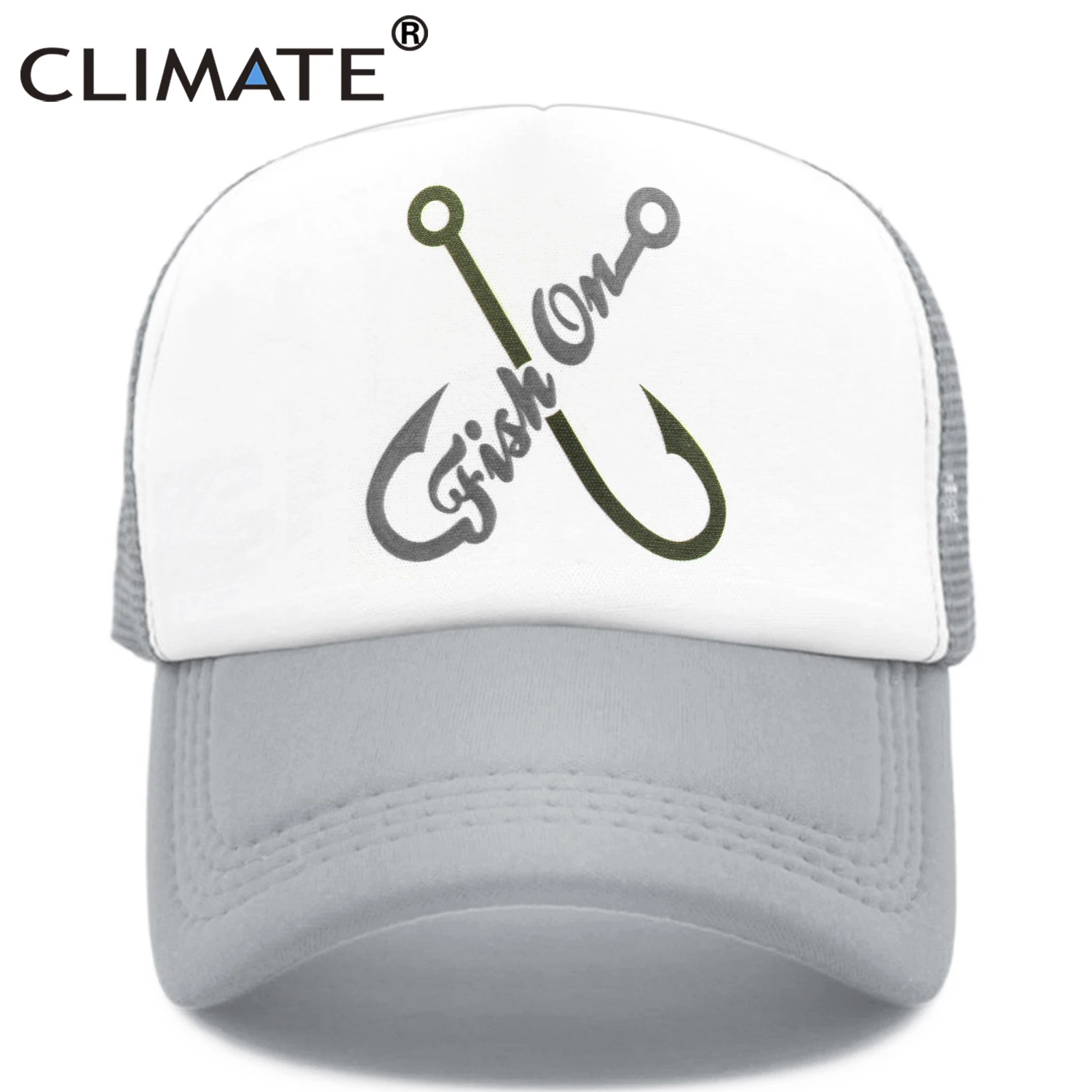 

CLIMATE Fish On Trucker Cap Fishing Fish Hunt Cap for Man Fisher Fishing Hat Baseball Cap Cat Summer Cool Mesh Caps Men