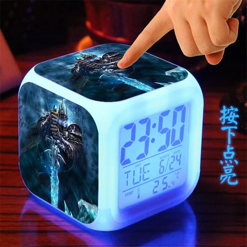 Alarm clock of world of warcraft WOW movie surrounding colorful light discoloration of warcraft clock creative gifts