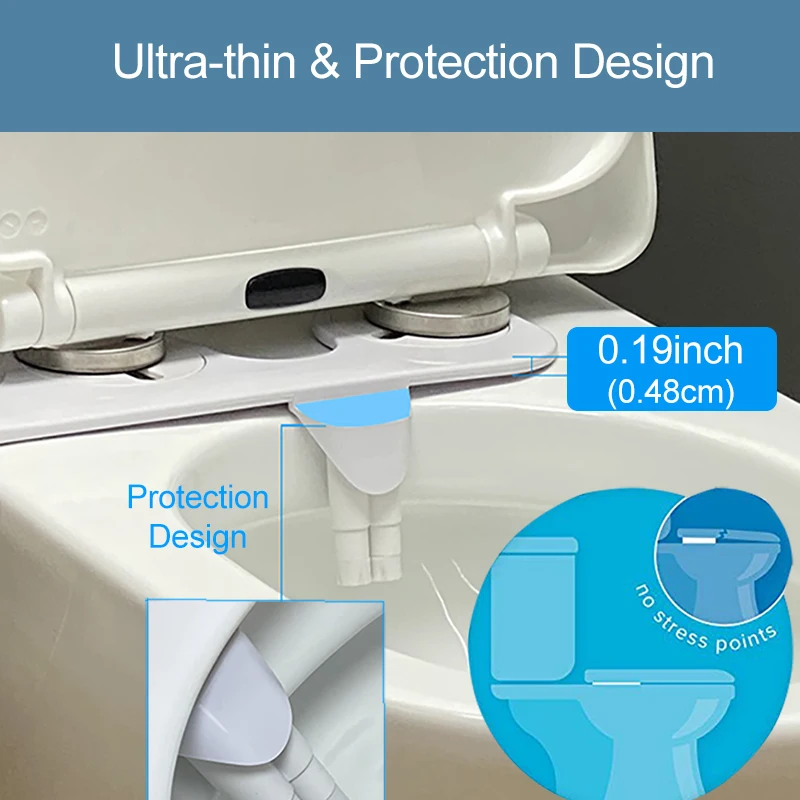 Ecofresh Bidet Attachment Ultra-Slim Toilet Seat Attachment Dual Nozzle Bidet Adjustable Water Pressure Non-Electric Ass Sprayer