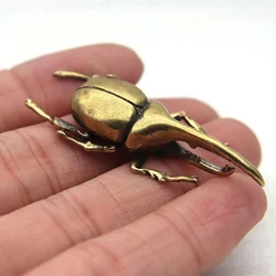 Solid Brass Simulation Insects Figurines Miniatures Bugs Tea Pet Ornaments Flowerpot Decoration Accessories Copper Beetle Statue