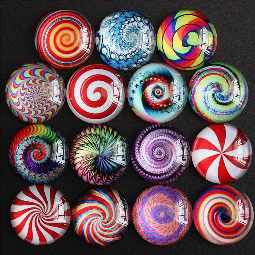 8 10mm 12mm 14 millimetri 16 millimetri 18 millimetri 20 millimetri 25 millimetri A Spirale Modello Lollipop Cabochon In Vetro flatback Foto Vassoio