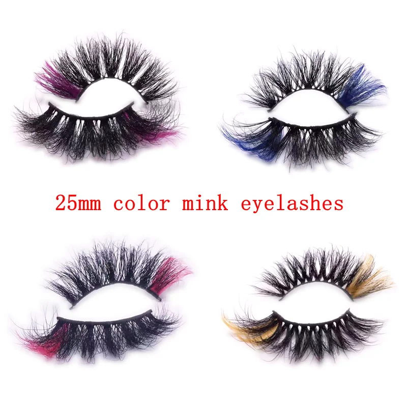 

Colored Mink Eyelashes Natural Real Mink fluffy Style Eyelash Extension Makeup Cosplay Colorful Eyelash Halloween Christmas