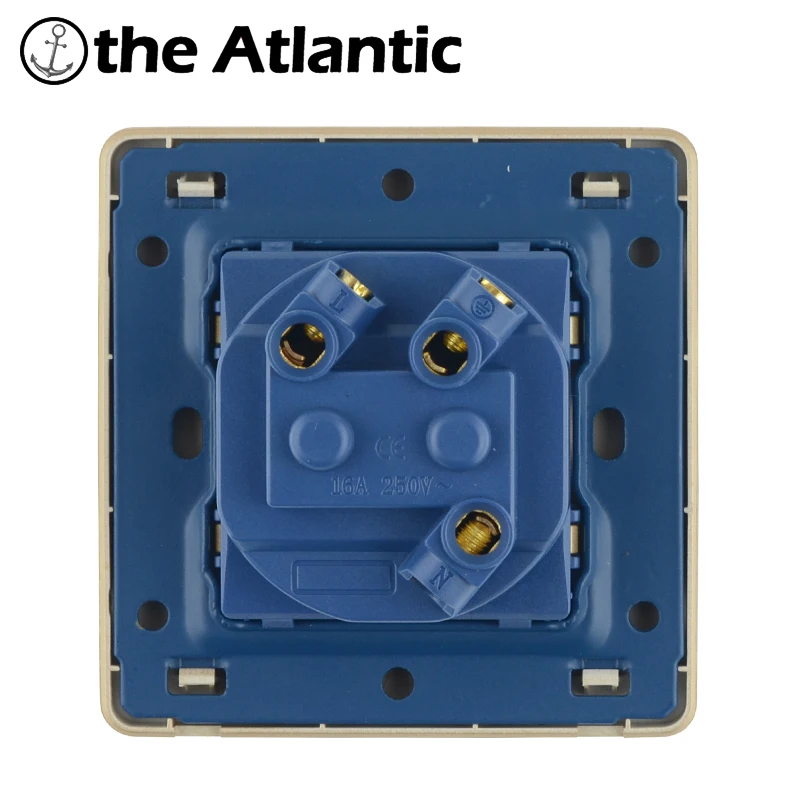 DE/EU/RU Standard Power Plug Socket Wall Electrical Outlet Wall Sockets Grounding 16A 250V Gold Plastic Frame