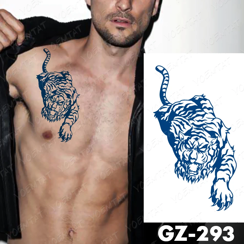 Juice Lasting Ink Tattoos Body Art Waterproof Temporary Tattoo Sticker Lion Dragon Totem Tatoo Arm Fake Tiger Sword Wing Tatto