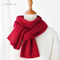 luxury cashmere knitted scarves wine red woman winter scarf adults warm wool scarf ladies girls solid color