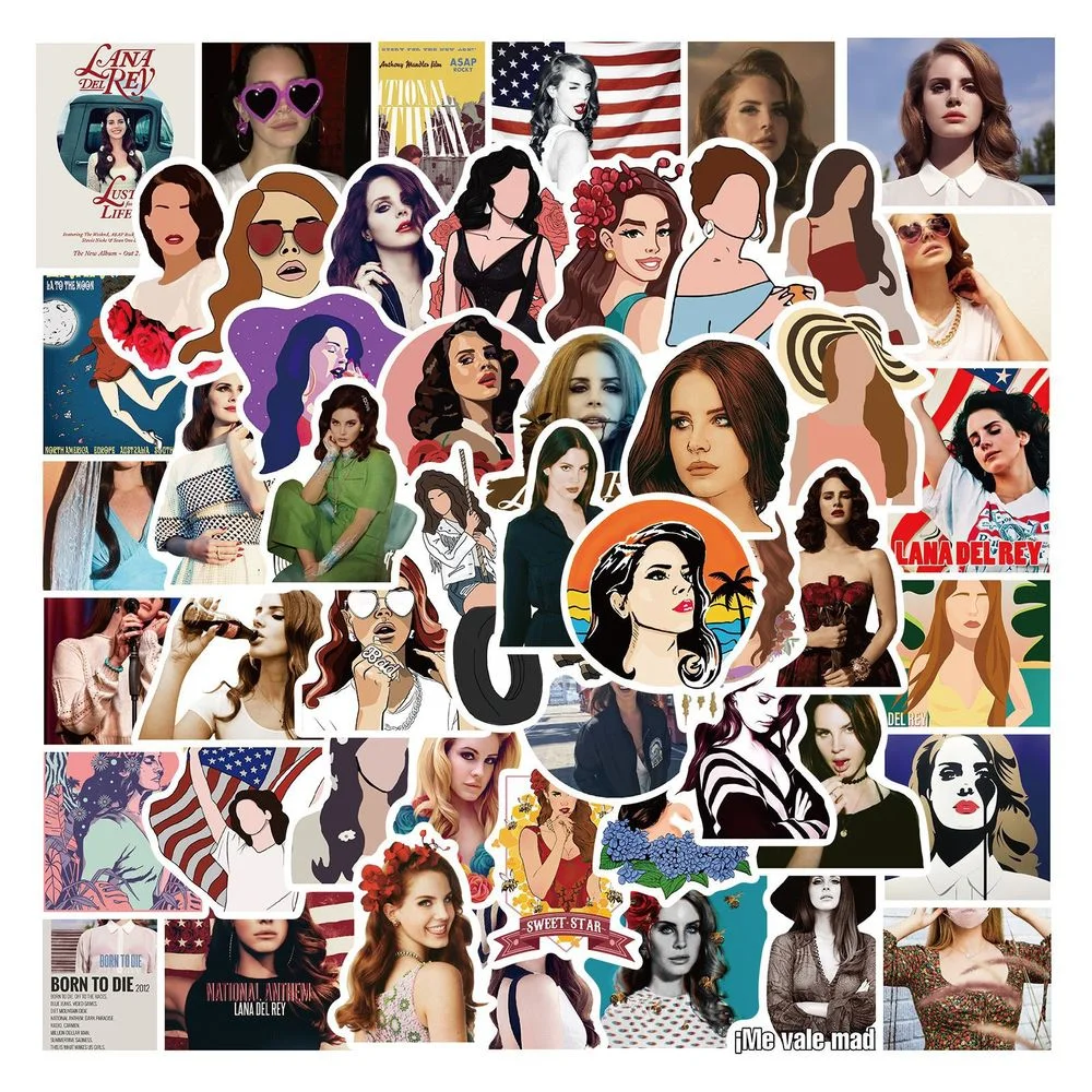 10/50PCS Singer Lana Del Rey Stickers Laptop Guitar Luggage Skateboard Phone Bike Car Waterproof Cool Sticker Decal Kid Toys