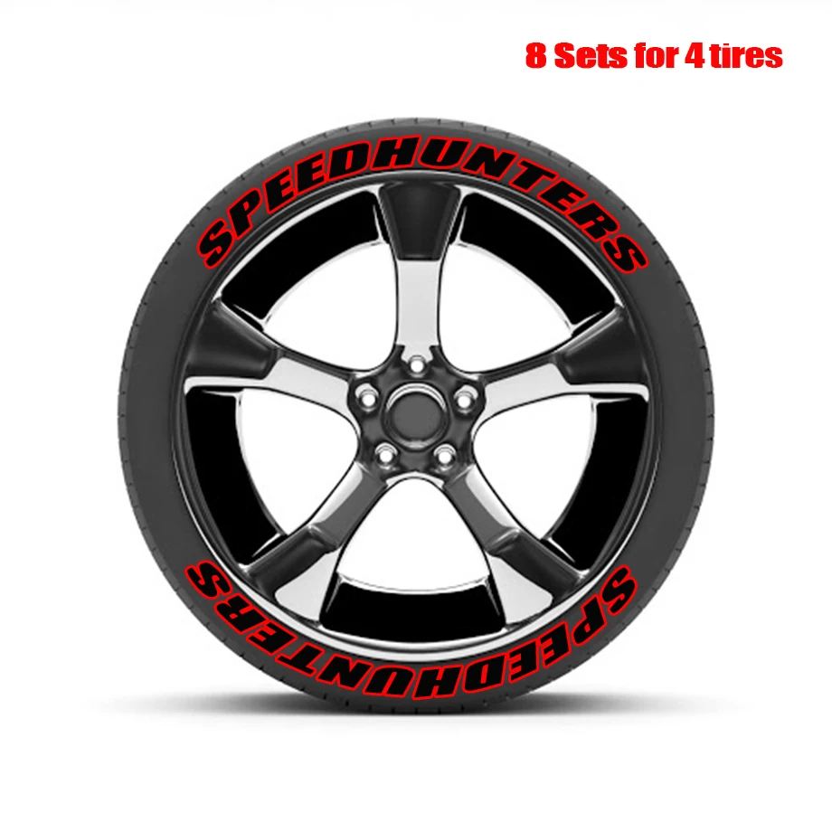 8 Pack 2.7 cm for SPEEDHUNTERS Tire Decorations Stickers Lettering Kit PVC Permanent Decals / White Red Yellow / DIY Tire Decor