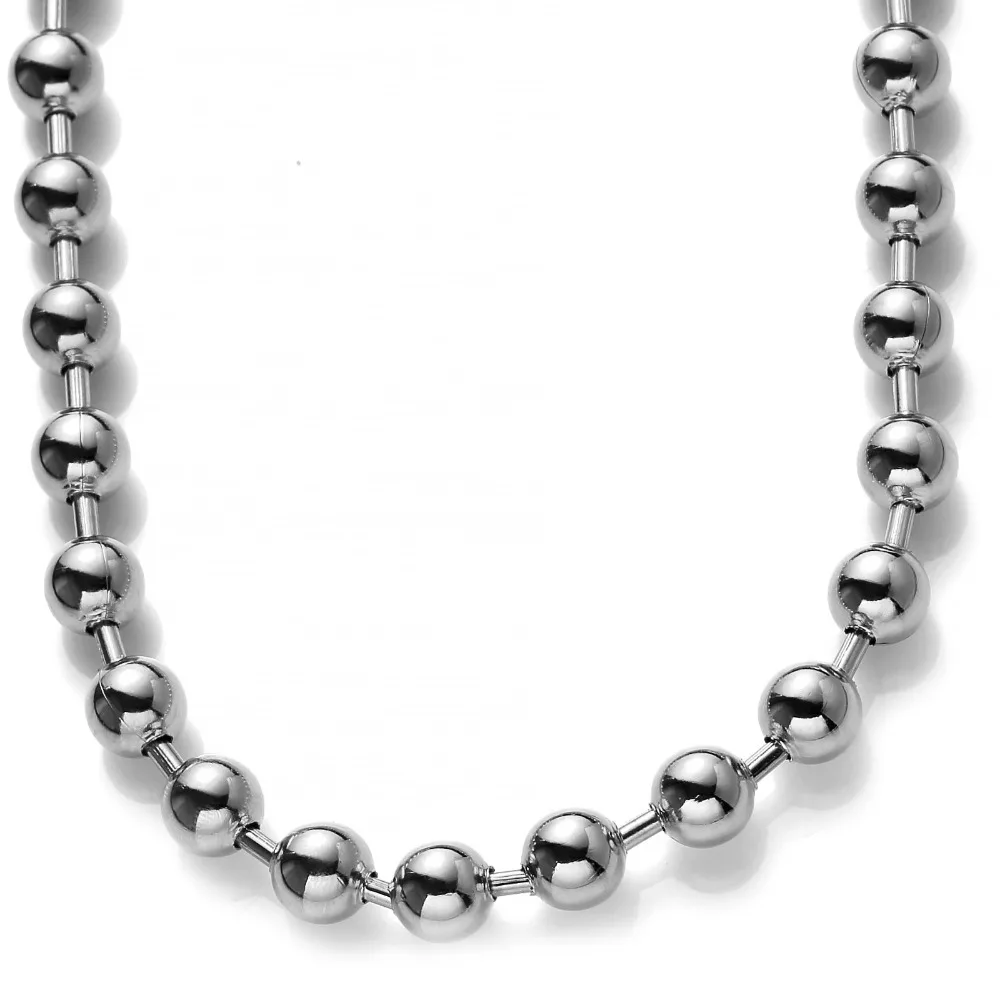 Custom Size 7-40inch 8mm/10mm/12mm Cool Gold Color 316L Stainless Steel Ball Link Chain Necklace Party Gift for Women Men