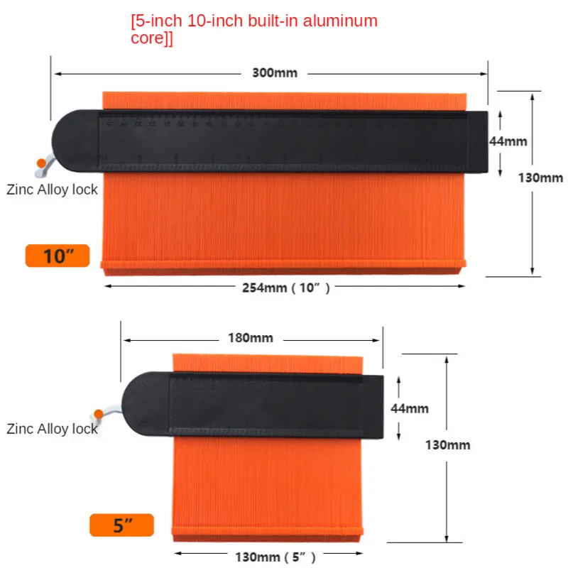 5/10 Cal szerszy Contour Gauge powielacz z metalowy zamek dla zakrzywiony kształt kopia szablon Carpenter narzędzie linijka kątowa pomiar