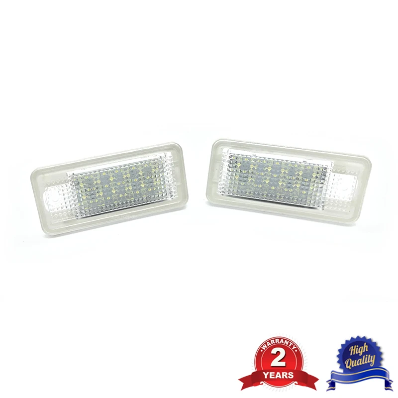 Sepasang lampu pelat lisensi LED untuk Audi A3 S3 A4 B6 B7 S4 A6 C6 S6 Q7 4L Canbus 8E0807430A 8E0943021B