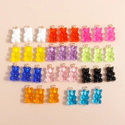 20pcs 11*22mm Gold Color Pin Resin Bears Charms for Earrings Necklaces Making Accessories Cartoon Animal Jewery Findings