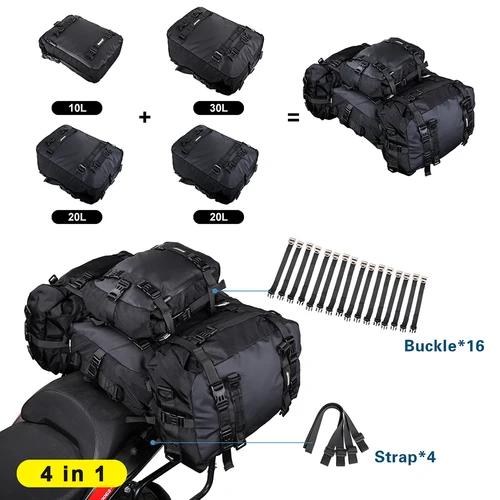 Imagen 2 del producto Rhinowalk-Bolsa de asiento trasero para motocicleta, paquete de equipaje impermeable para Motocross, bolsa trasera multifunción con cubierta impermeable, 10L/20L/30L