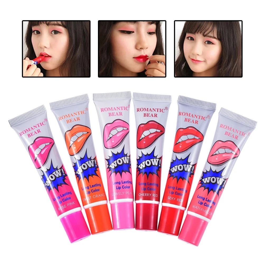 6 Colors Peel Off Liquid Lipstick Waterproof Long Lasting Lip Gloss Lint Mask Makeup Tattoo Lipgloss Lipsticks Ladies cosmetics