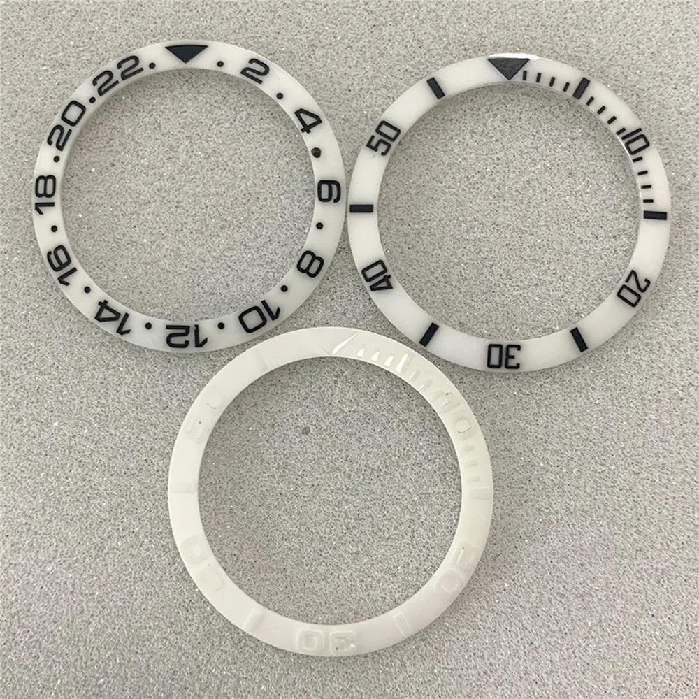 Vervanging 38Mm Keramische Horloge Bezel Reliëf Wit Horloge Insert Voor Horloge Reparatie Tools
