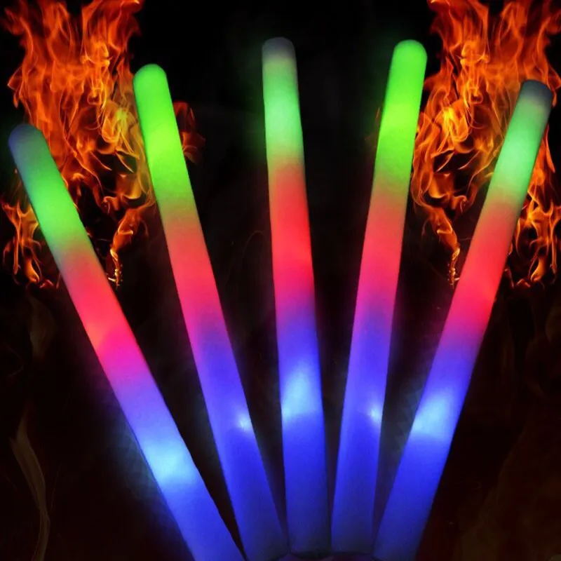 Light-Up Foam Sticks LED Soft Batons Rally Rave Glowing Wands Color Changing Flash Torch Festivals Party Concert Luminous Rod