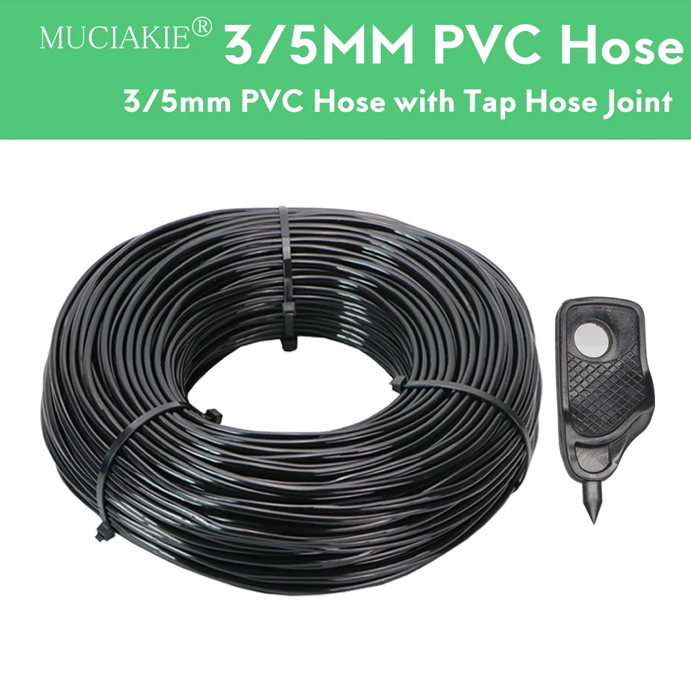 

MUCIAKIE 10-100M 3/5mm PVC New Hose 1/8'' Garden Micro Tubing Pipe Irrigation Inner Dia 3mm Water Watering Hose Adapting Piece