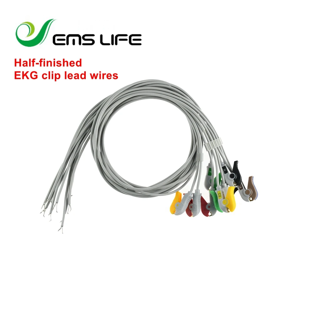 half-finished ekg leadwires for EKG Cable Clip grabber 10pcs one set