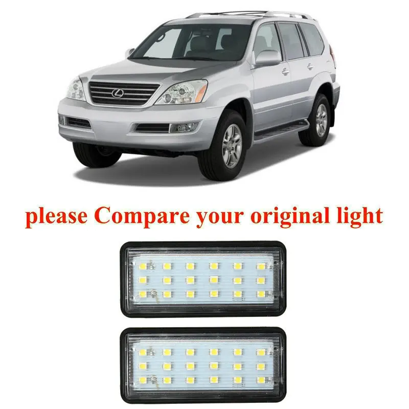 2pc Car Accessories Special Car License Plate Light Lamp For 02-09 Lexus GX470 (UZJ120) canbus error free