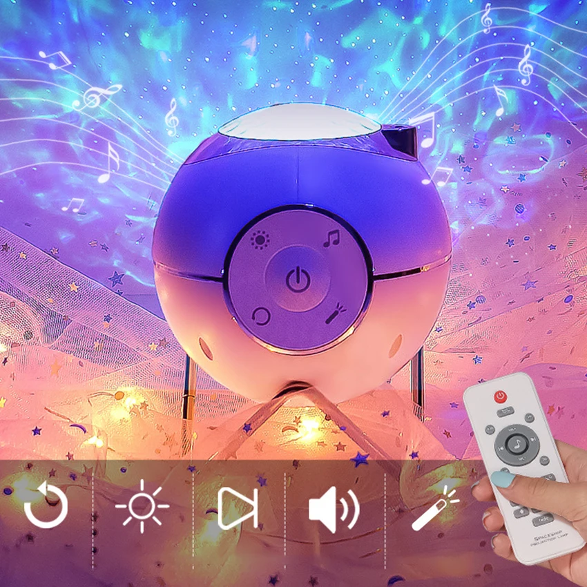 LED Laser Star Projector, Rotating Star Sky Light Projector with Music, Remote Control for  Home Theater, Bedroom Night Light