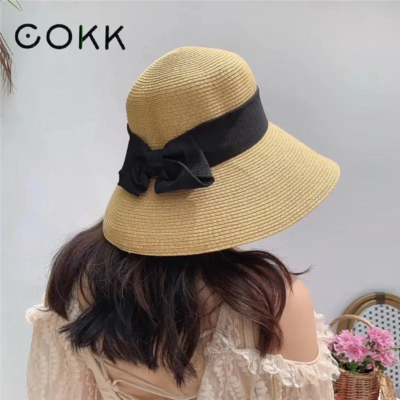 

Hats For Women Summer Hat Ladies Floppy Straw Beach Hat Wide Brim With Big Bow Folding Sunhat Panama Cap Summer Women Sunshade