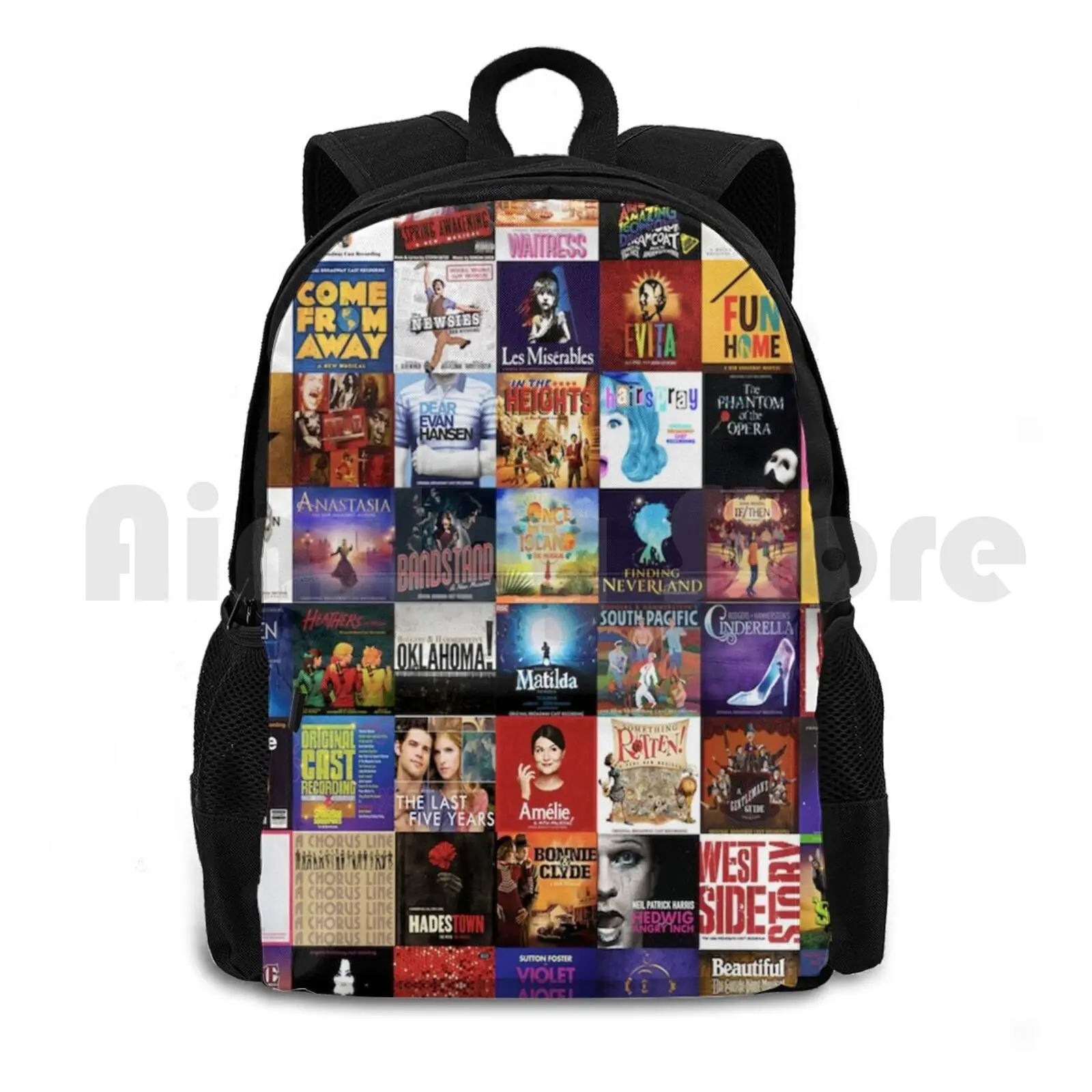 Musicals Collage Outdoor Hiking Backpack Riding Climbing Sports Bag Broadway Theatre Musicals