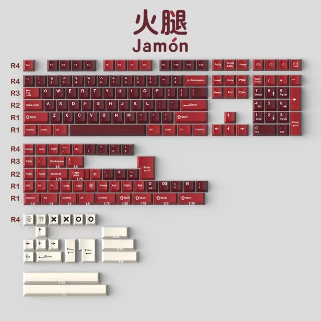 GMK Jamon Styled Keycaps Double 2024 Shot Cherry Profile 171 Keycaps Red Keycap Set