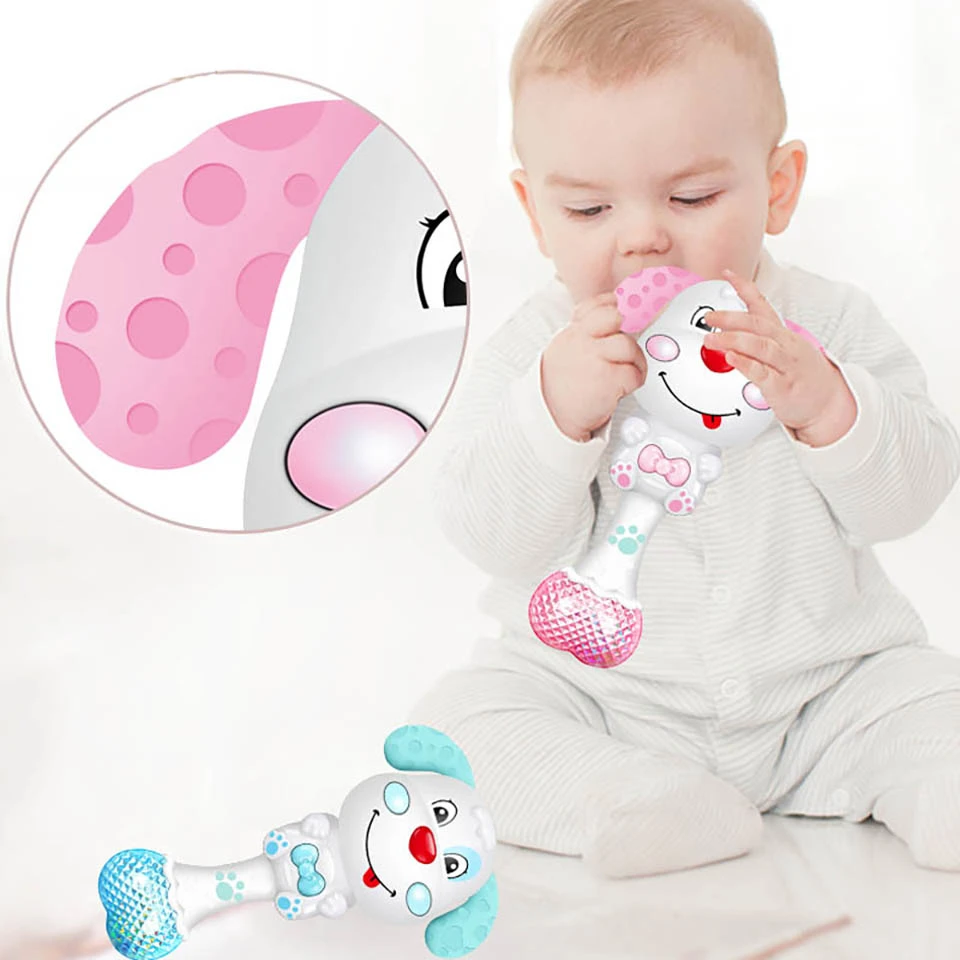 Musical Flashing Baby Teether Rattle Toys Rabbit Hand Bell Mobile Infant Pacifier Weep Tear Newborn Early Educational Toys Gifts