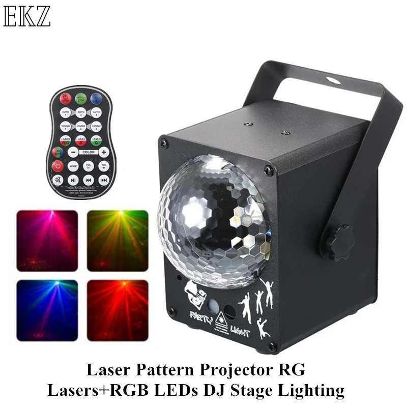 

60 Pattern Sound Activated LED Crystal Disco Magic Ball RG Laser Projector LED Lights For Christmas Home KTV Wedding Show