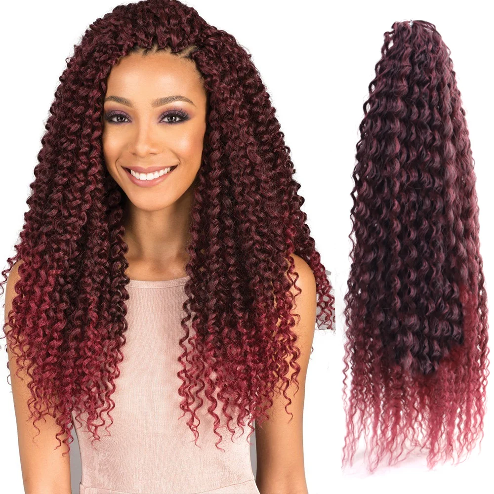 

Aigemei Synthetic Brazilian Braiding Crochect Twist 20 Inch Water Wave Curly Bundle Ombre Hair Extensions For Women 2021 Cosplay