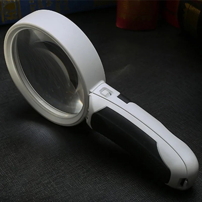 20 Times Optical Magnifying Glass With LED Lights Diameter 80mm Handheld Backlit Magnifier For Reading lupa con luz led