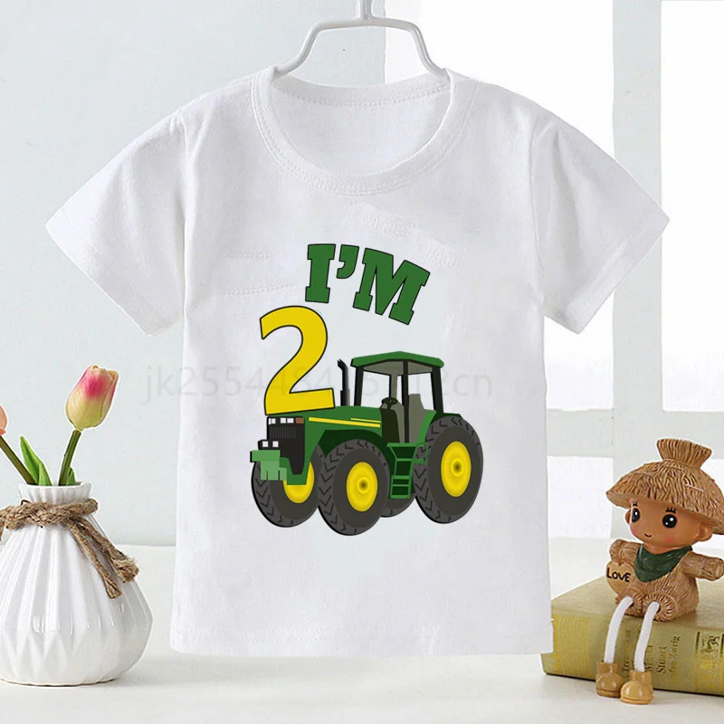 

Boy Car Birthday Number Print T Shirt Excavator Children Birthday Boy T-shirts Boy&Girl Funny Gift Tshirt Present Boys Clothes