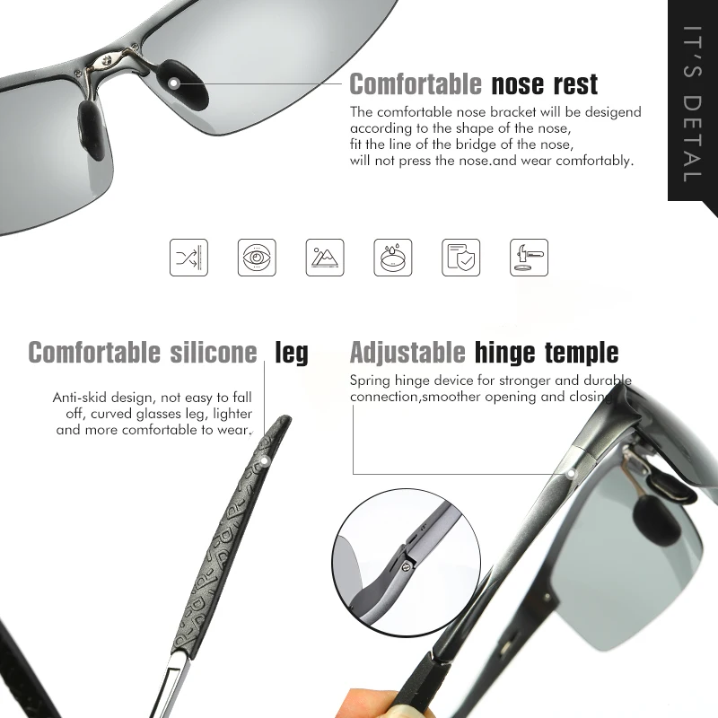 LIOUMO Classic Photochromic Polarized Sunglasses Man All-weather Anti-glare UV400 Driving Glasses Woman oculos de sol feminino