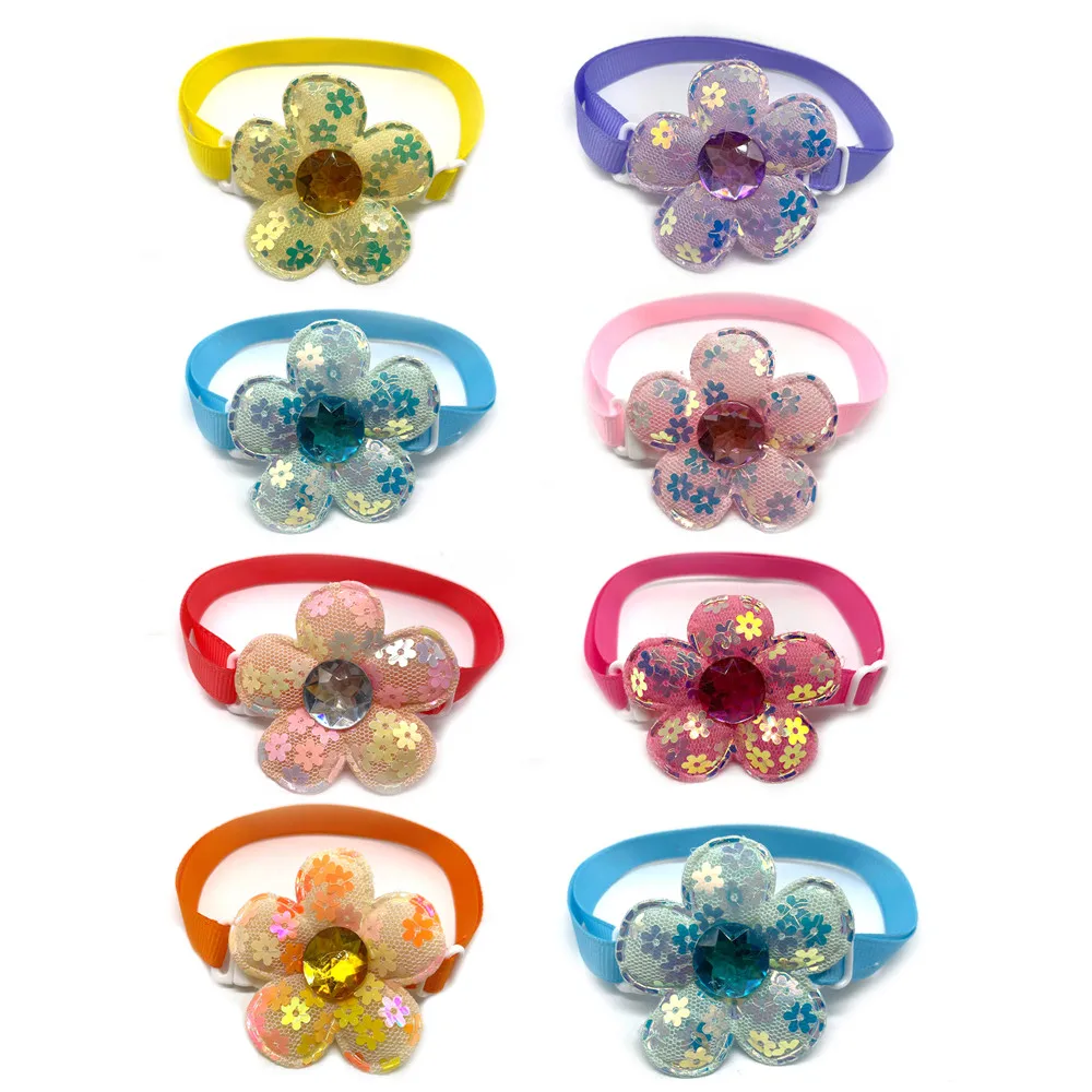 50pcs 애완 동물 손질 개 액세서리 꽃 스타일 강아지 개 목걸이 나비 넥타이 액세서리 귀여운 개 나비 넥타이 작은 개를위한 넥타이