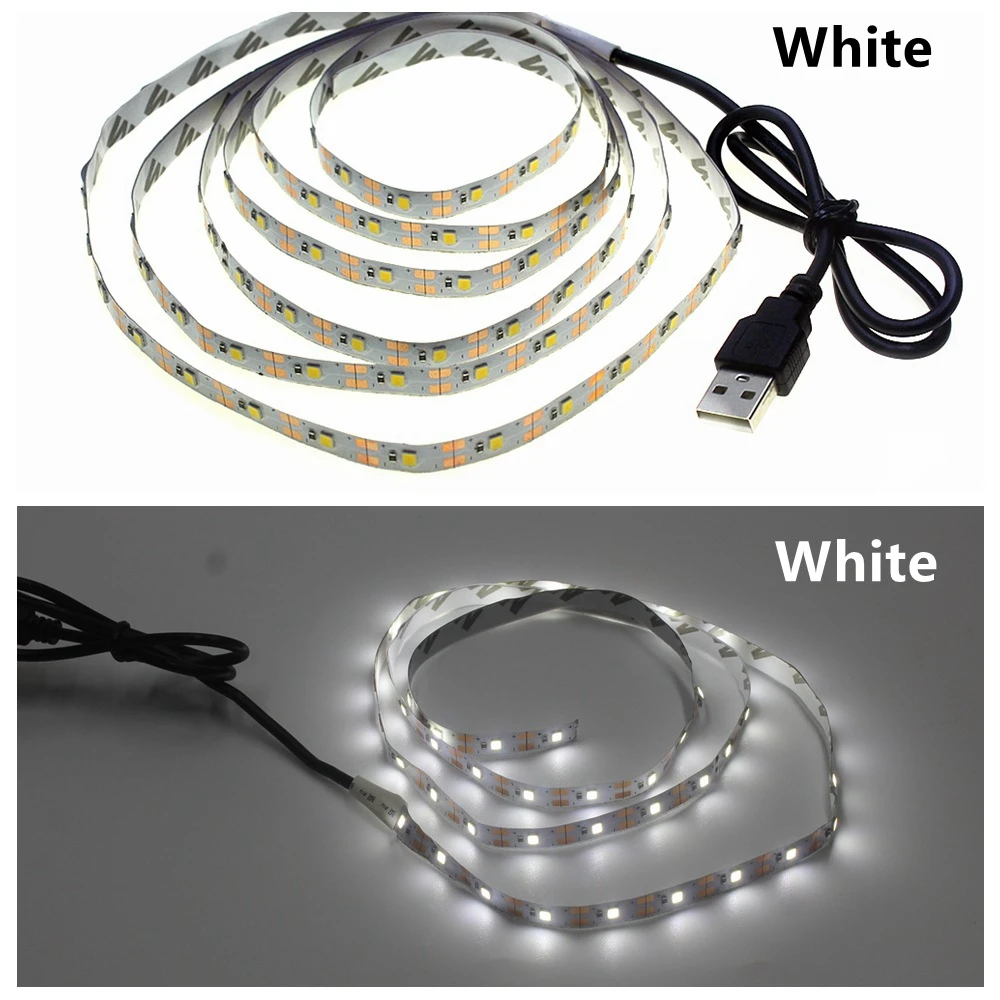 USB LED Light Strip Flexível, Iluminação de fundo TV, DIY, RGB, mutável, 5V, SMD2835, 50cm, 1m, 2m, 3m, 4m, 5m