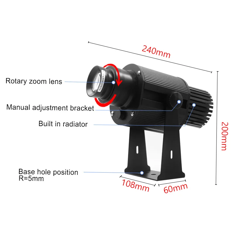 

2021 New 60w Waterproof IP67 Projection Lamp Rotating Gobo projector Light Outdoor Advertising Light