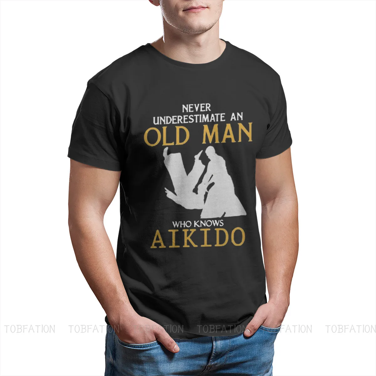 Aikido Hapkido Boken TANTO JO Martial Arts TShirt for Men Old Man Basic Casual Tee T Shirt High Quality Trendy Loose